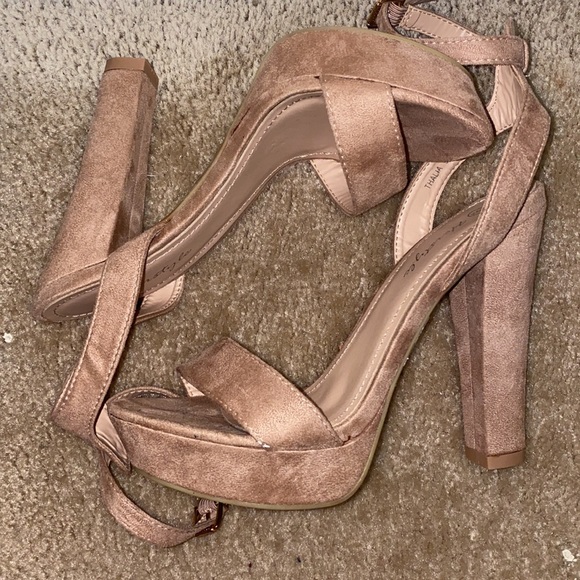 Heritage Suede Nude Heels - Picture 2 of 4
